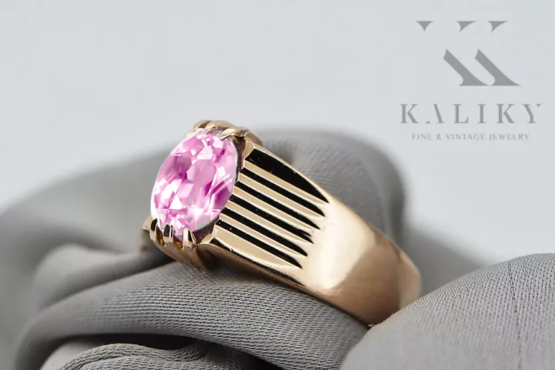 Винтидж крафт Пръстен Аметист Оригинално ретро 14k розово злато vrc007r
